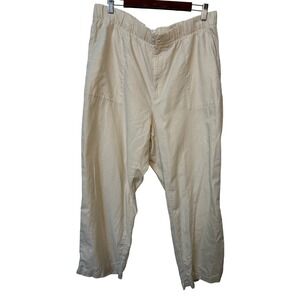 Gap Cream Linen Cotton Blend Chino Pleated Pants Womens XL Vacation Resort